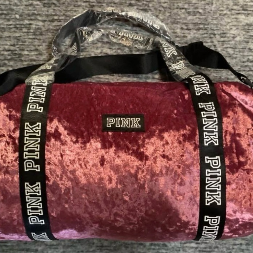 Pink Velvet Duffle Bag Victoria secret vintage gym bag luggage travel